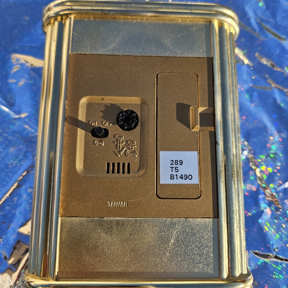 BULOVA Quartz  Clock Blue Gold Mantel  Shelf Clock Brass RARE Vintage Alarm - Picture 3 of 12